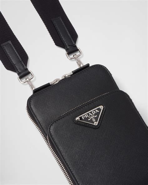 prada leather smartphone case|Saffiano leather phone case with logo in black .